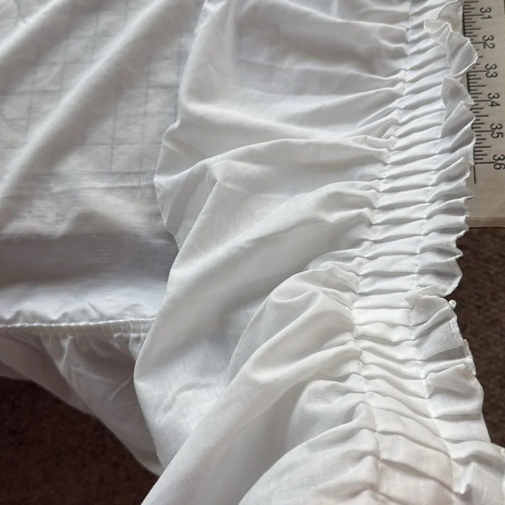 Vintage Sears White Ruffled Curtain Set–2 Pairs with Tiebacks – 48” x 51” Panels